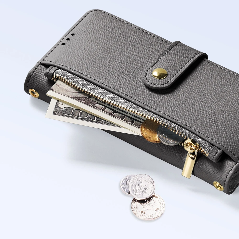 Dux Ducis Lawa Leather dėklas skirtas Apple iPhone 15 Pro – pilkos spalvos