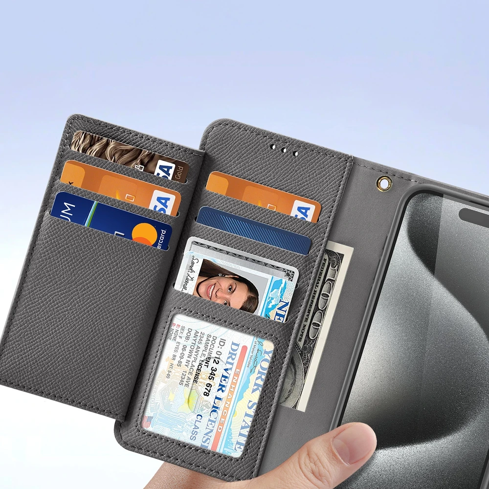 Dux Ducis Lawa Leather dėklas skirtas Apple iPhone 15 Pro Max – pilkos spalvos