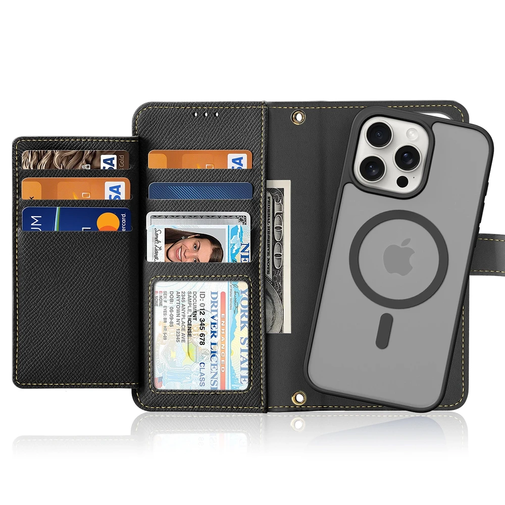 Dux Ducis Lawa Leather dėklas skirtas Apple iPhone 15 Pro Max – juodos spalvos