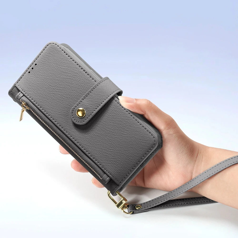 Dux Ducis Lawa Leather dėklas skirtas Apple iPhone 15 Pro Max – pilkos spalvos