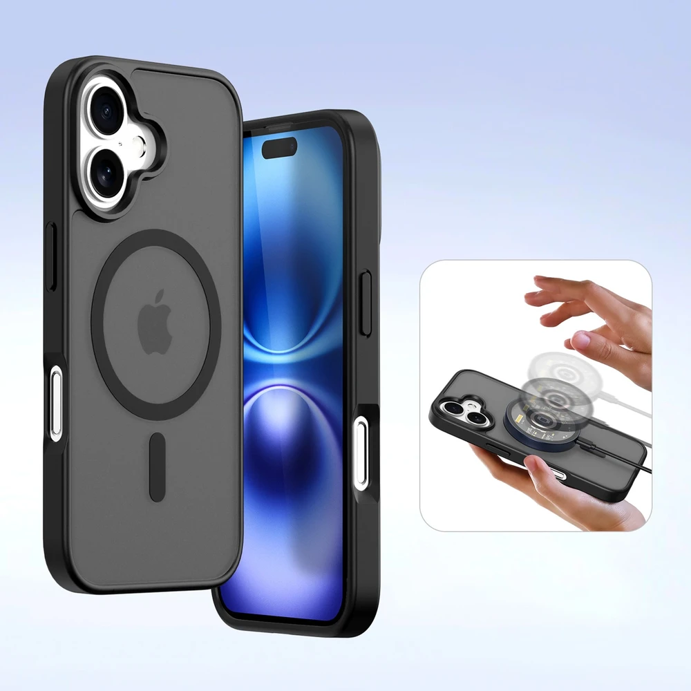 Dux Ducis Lawa Leather dėklas skirtas Apple iPhone 16 – juodos spalvos