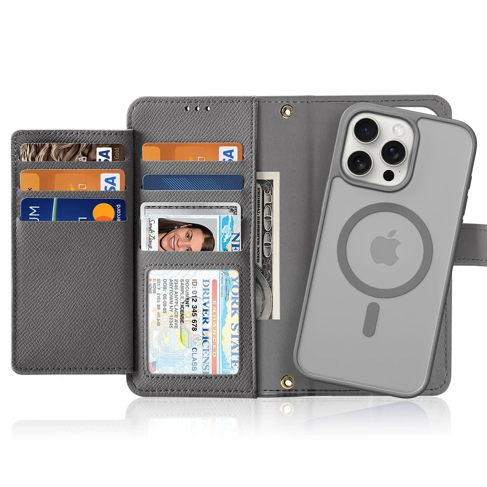 Dux Ducis Lawa Leather dėklas skirtas Apple iPhone 15 Pro – pilkos spalvos