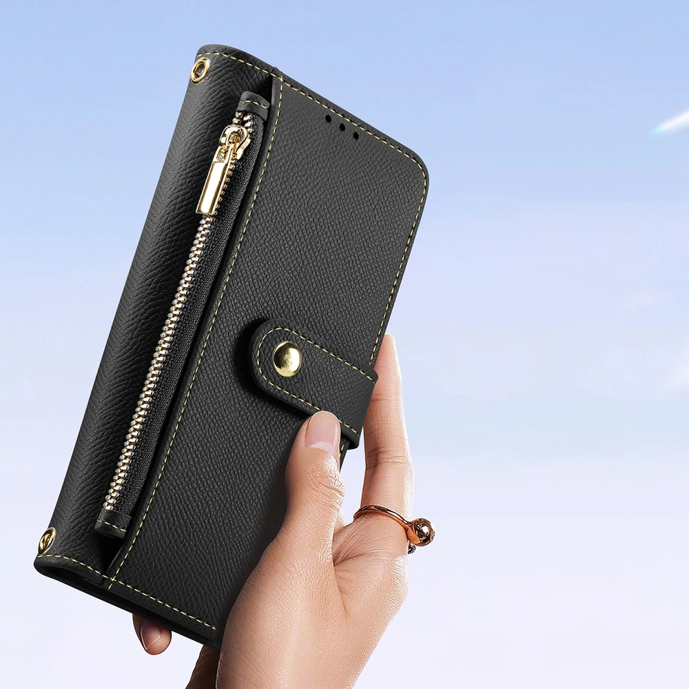 Dux Ducis Lawa Leather dėklas skirtas Apple iPhone 15 Pro Max – juodos spalvos