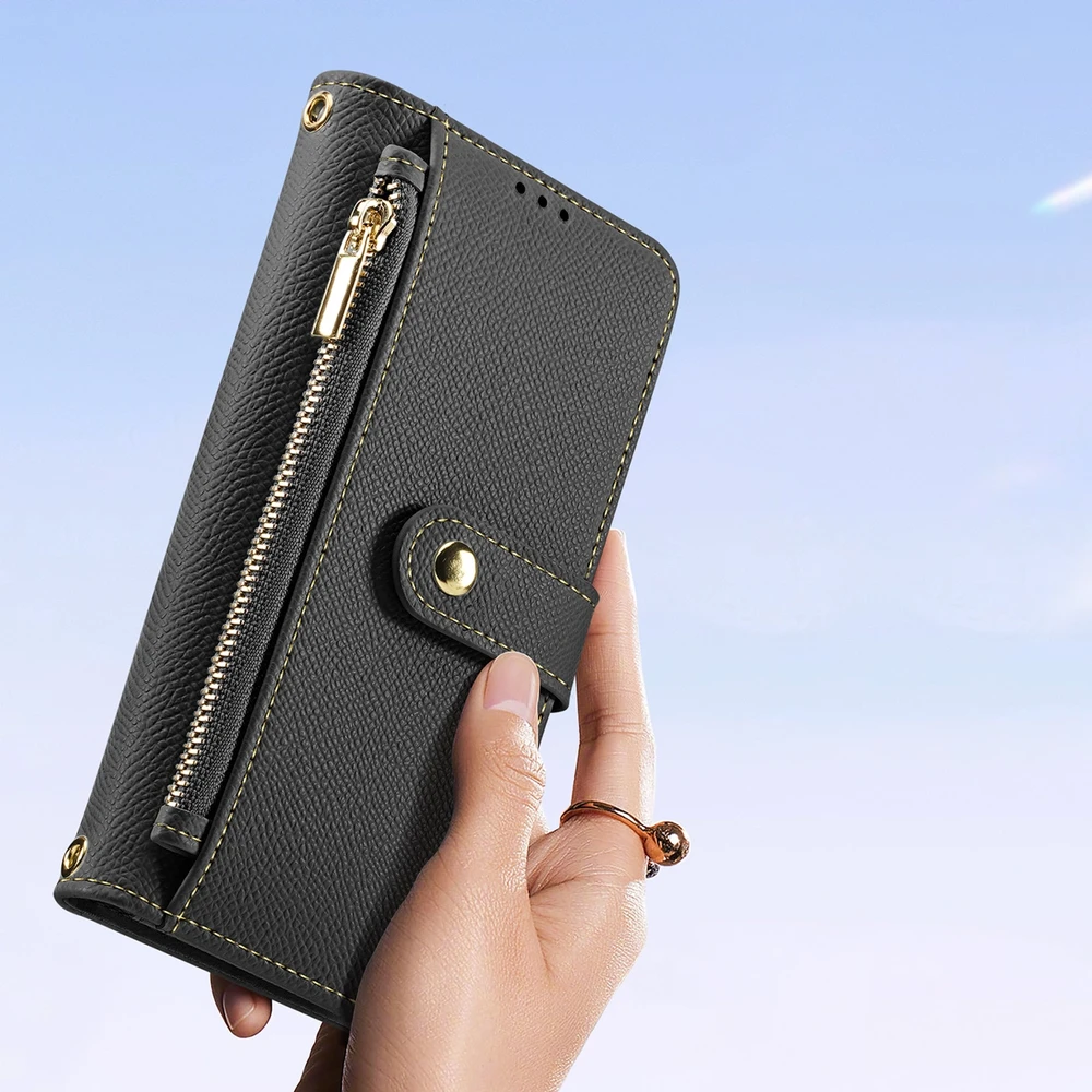 Dux Ducis Lawa Leather dėklas skirtas Apple iPhone 16 Pro Max – juodos spalvos