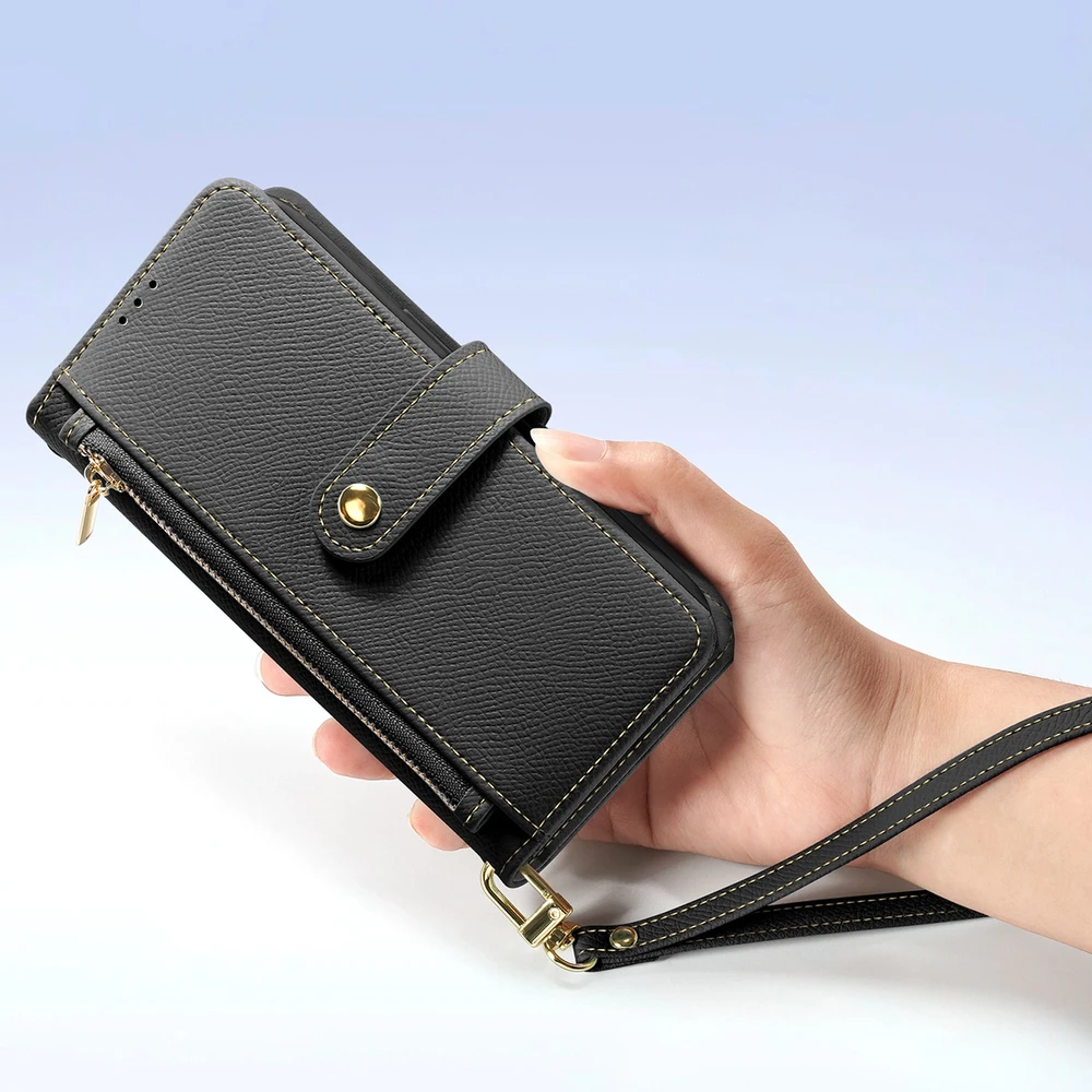 Dux Ducis Lawa Leather dėklas skirtas Apple iPhone 15 Pro Max – juodos spalvos