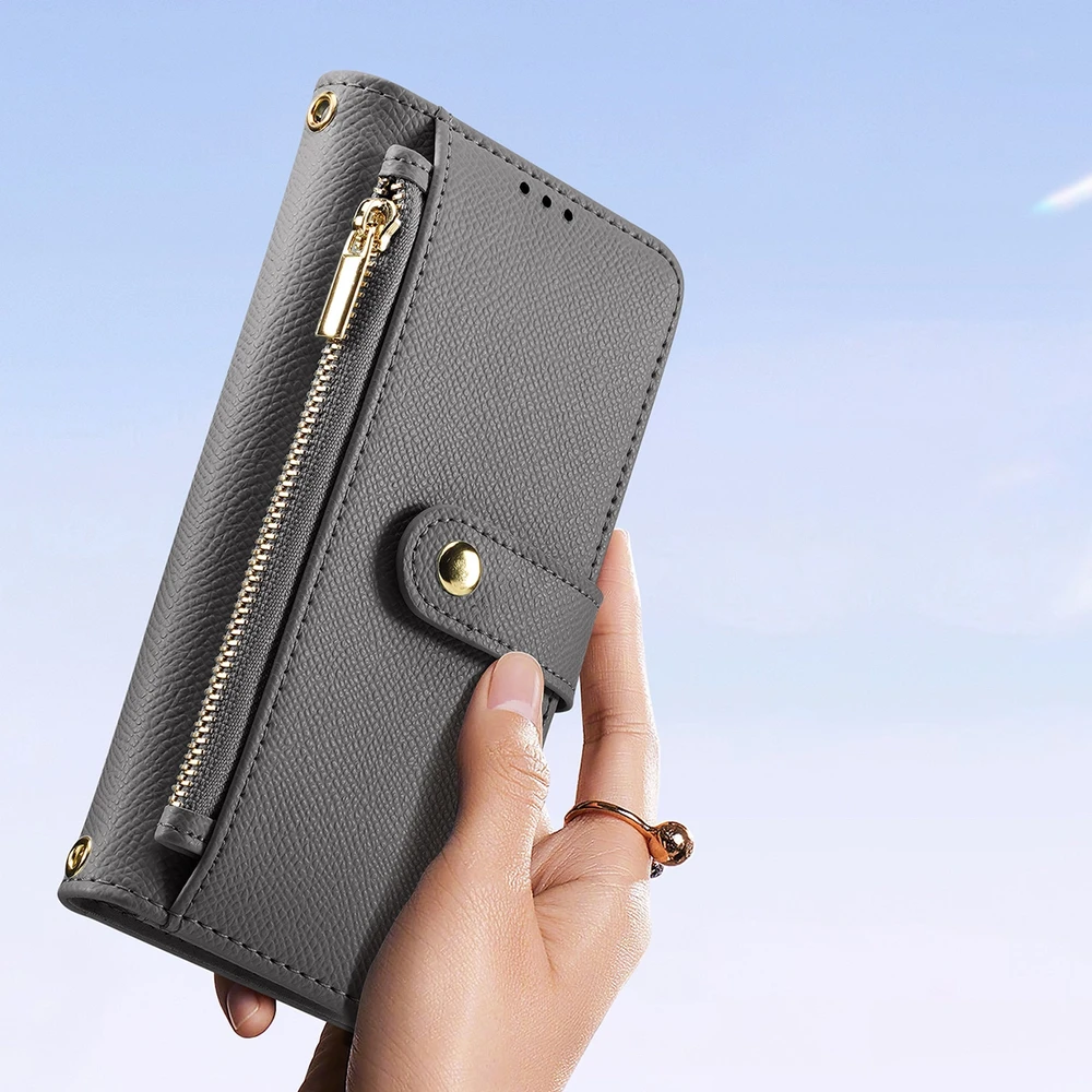 Dux Ducis Lawa Leather dėklas skirtas Apple iPhone 15 Pro Max – pilkos spalvos