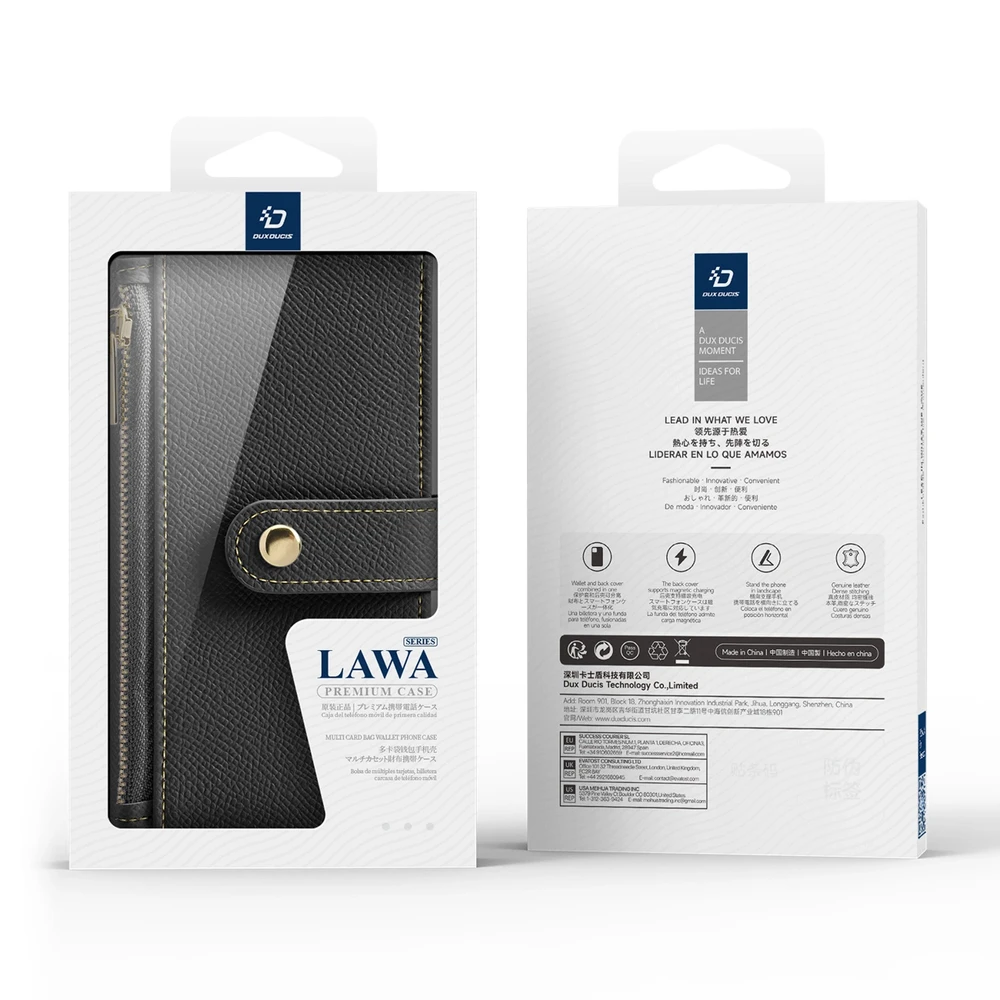 Dux Ducis Lawa Leather dėklas skirtas Apple iPhone 16 Pro Max – juodos spalvos
