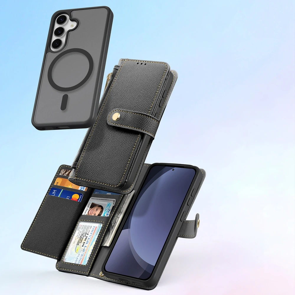 Dux Ducis Lawa Leather Samsung Galaxy S25 Plus with Detachable Magnetic Wallet - dėklas telefonui juodos spalvos