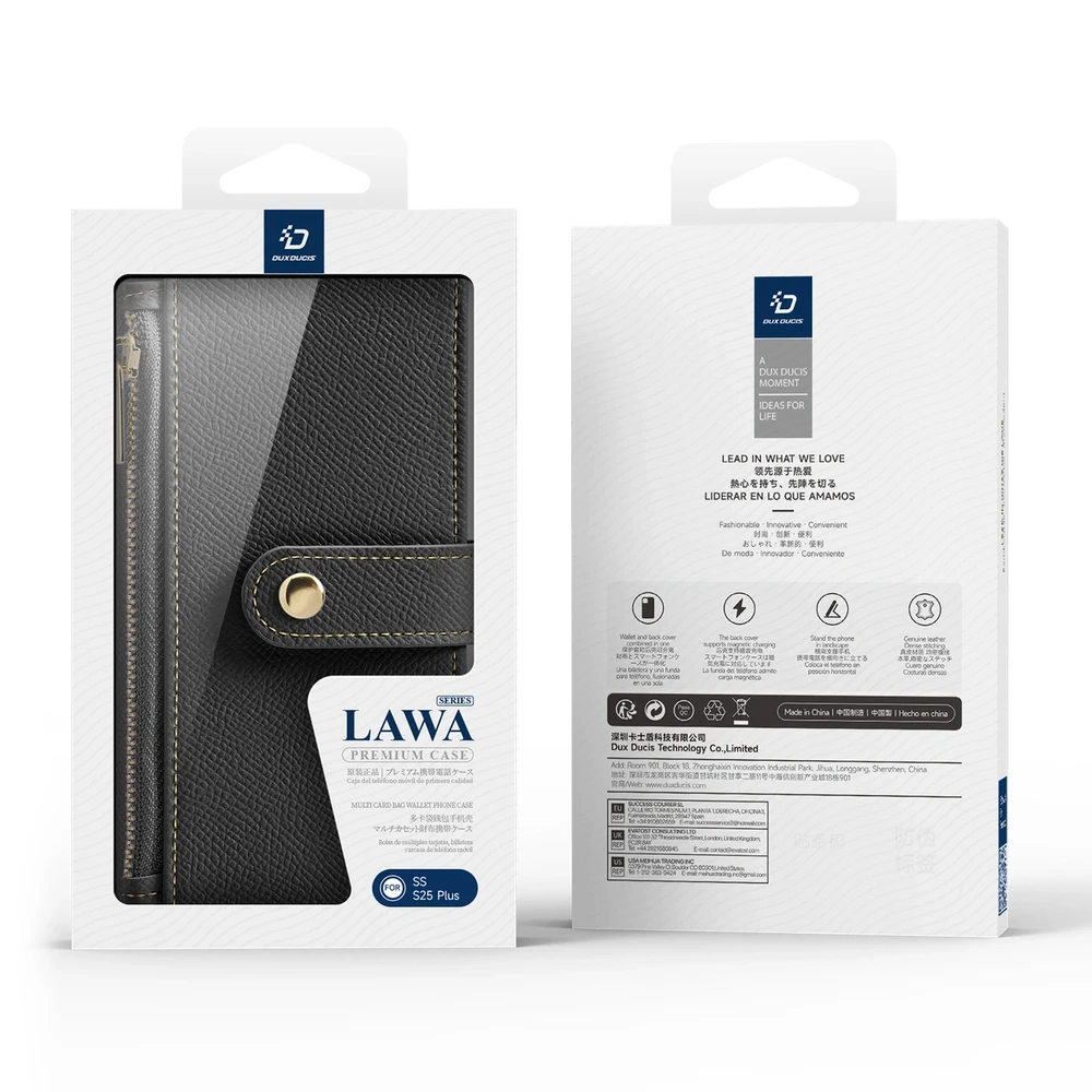 Dux Ducis Lawa Leather Samsung Galaxy S25 Plus with Detachable Magnetic Wallet - dėklas telefonui juodos spalvos