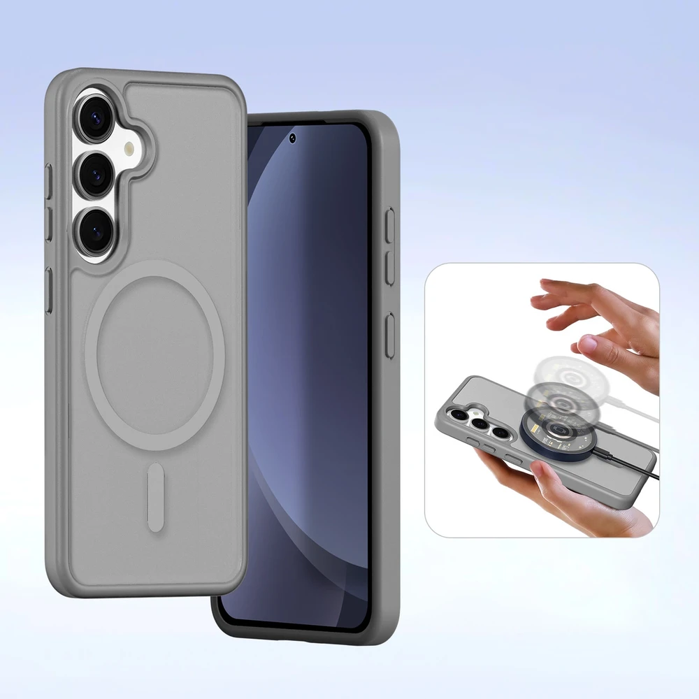 Dux Ducis Lawa Leather Samsung Galaxy S25 Plus with Detachable Magnetic Wallet – dėklas telefonui pilkos spalvos