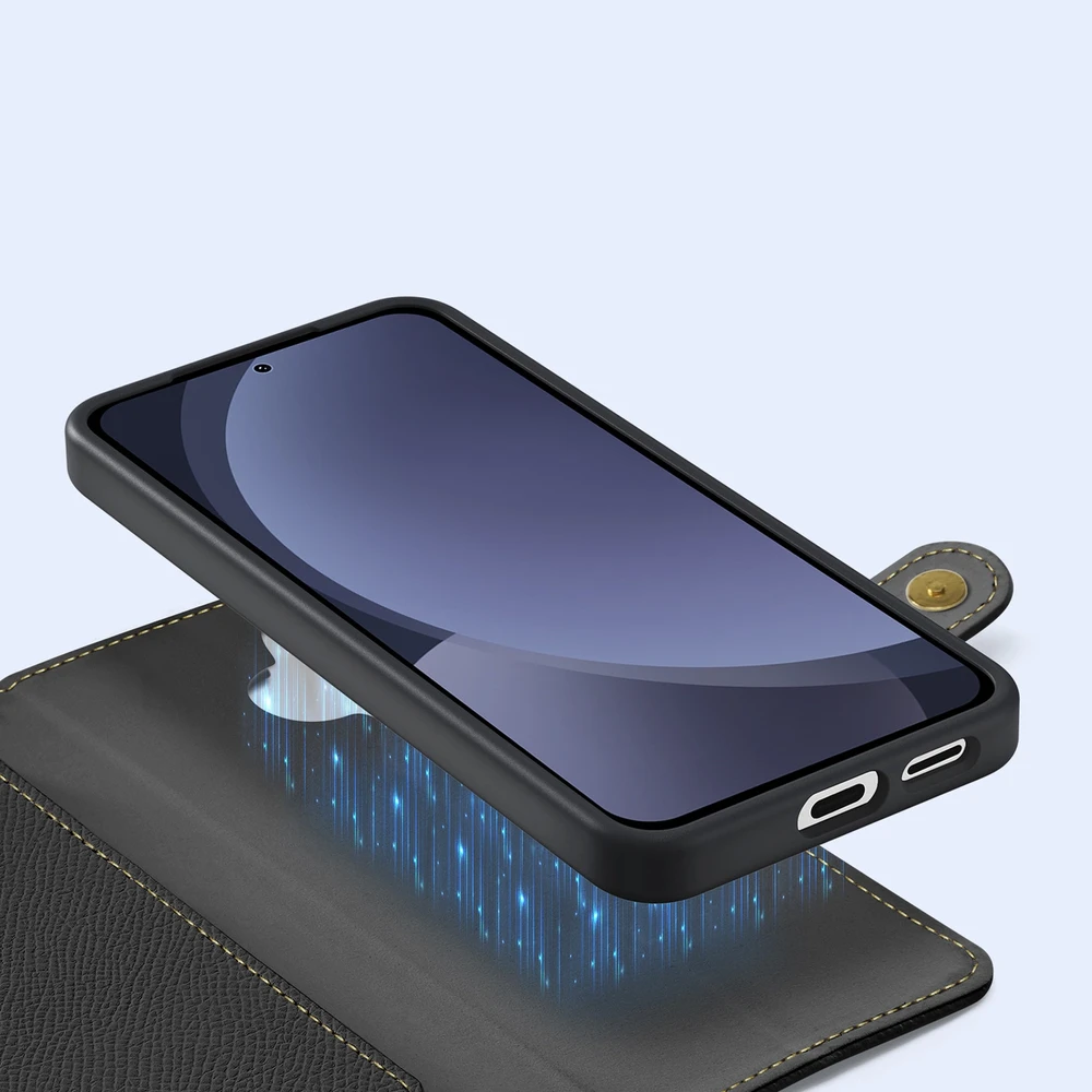 Dux Ducis Lawa Leather Samsung Galaxy S25 Plus with Detachable Magnetic Wallet - dėklas telefonui juodos spalvos