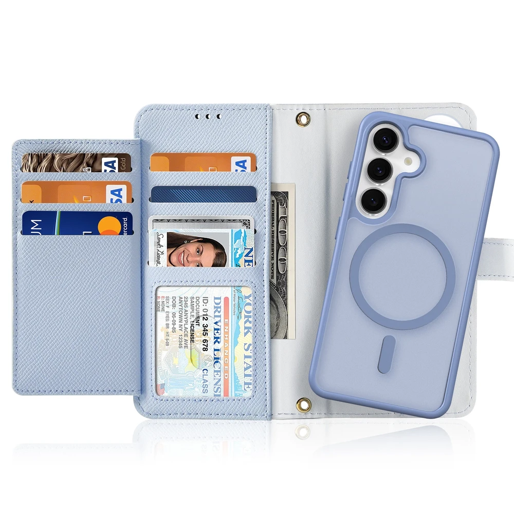Dux Ducis Lawa Leather Samsung Galaxy S25 Plus with Detachable Magnetic Wallet – dėklas telefonui mėlynos spalvos
