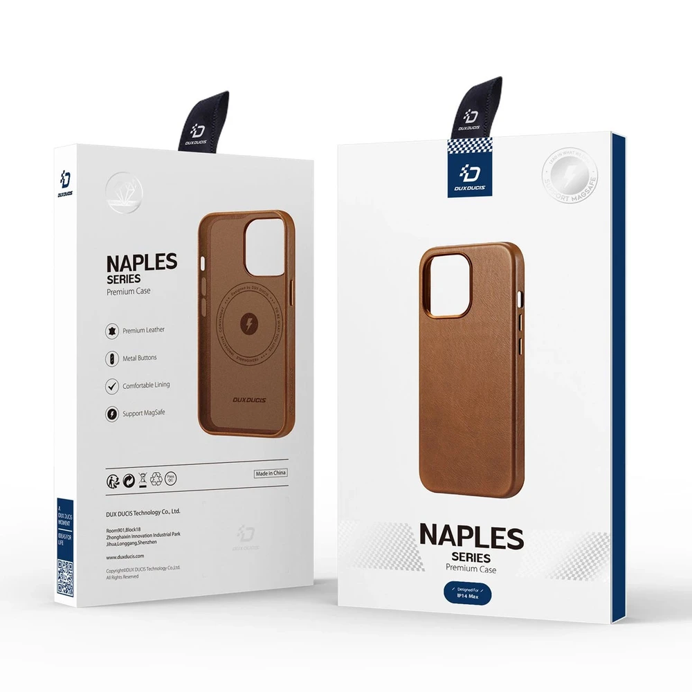 Dux Ducis Naples dėklas skirtas iPhone 14 Plus su MagSafe, rudas