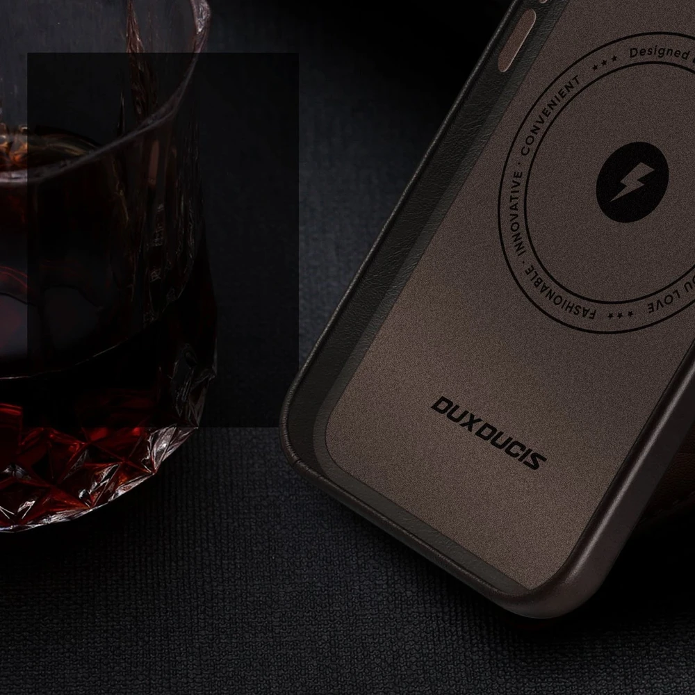 Dux Ducis Naples Apple iPhone 14 Plus Leather (MagSafe Compatible) Dark dėklas telefonui rudos spalvos