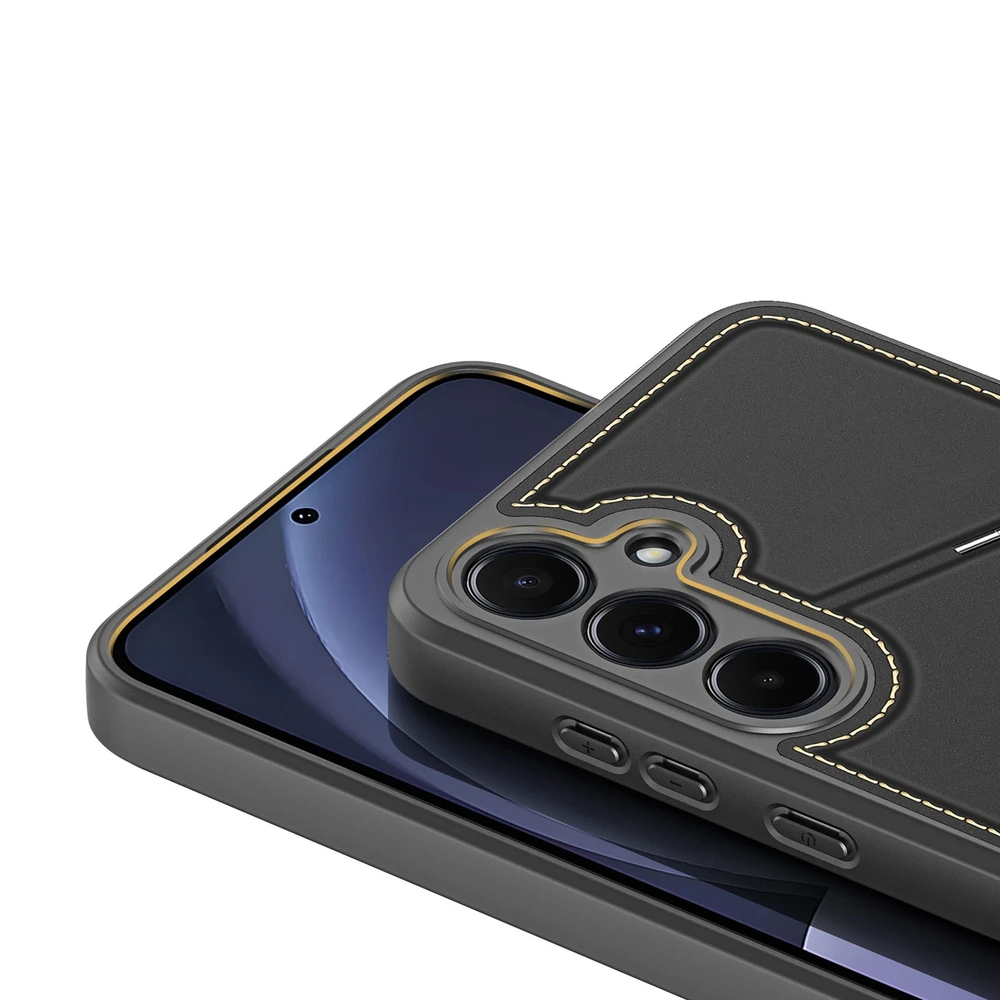 Dux Ducis Rafi II Samsung Galaxy S25 su stoveliu and Wallet – dėklas telefonui juodos spalvos