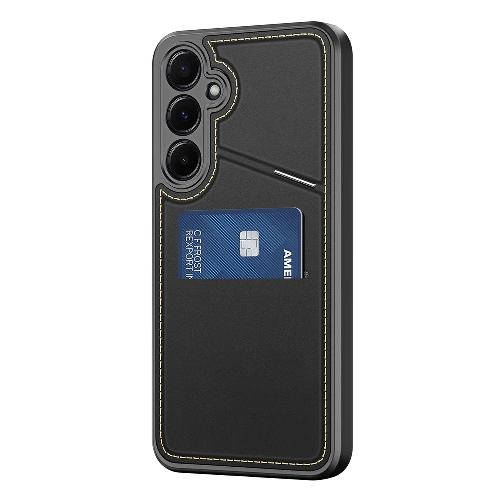 Dux Ducis Rafi II Samsung Galaxy S25 su stoveliu and Wallet – dėklas telefonui juodos spalvos