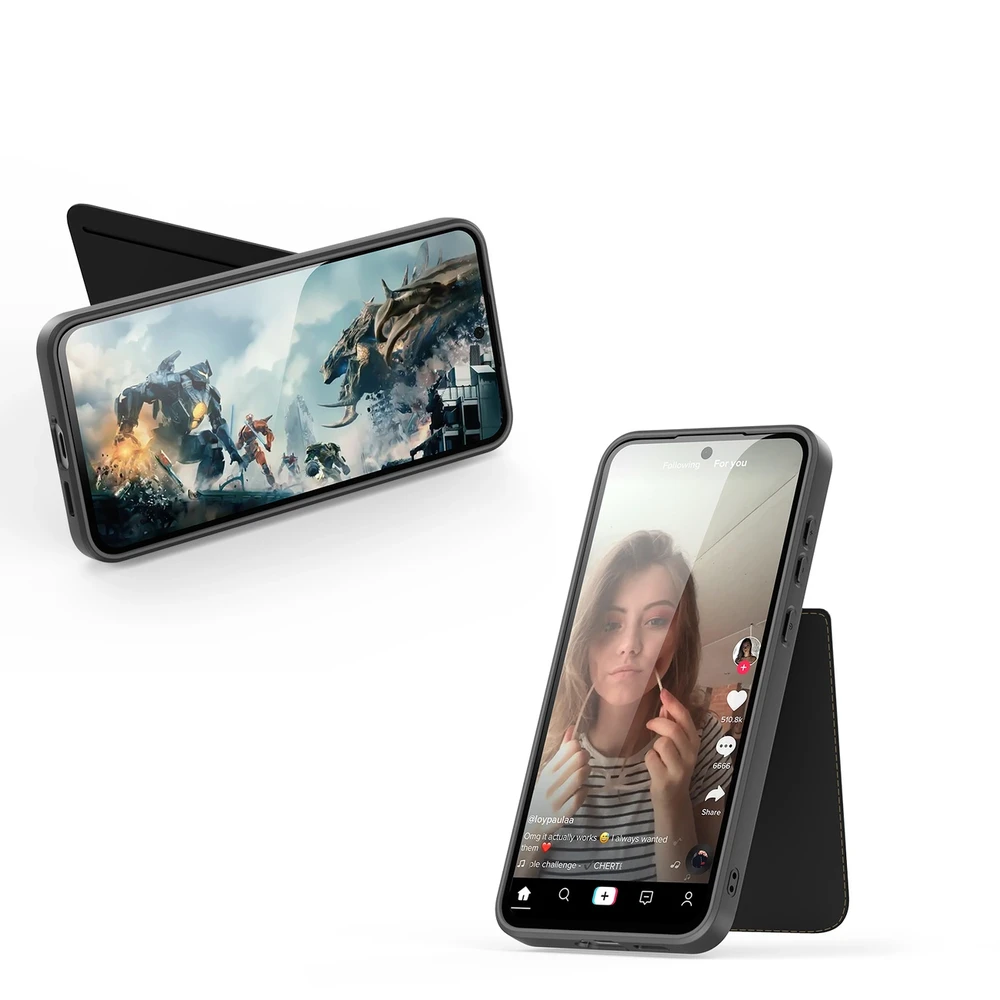Dux Ducis Rafi II Samsung Galaxy S25 Plus su stoveliu and Wallet – dėklas telefonui juodos spalvos