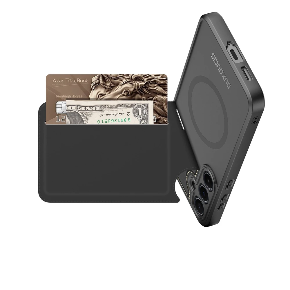 Dux Ducis Rafi II Samsung Galaxy S25 Plus su stoveliu and Wallet – dėklas telefonui juodos spalvos