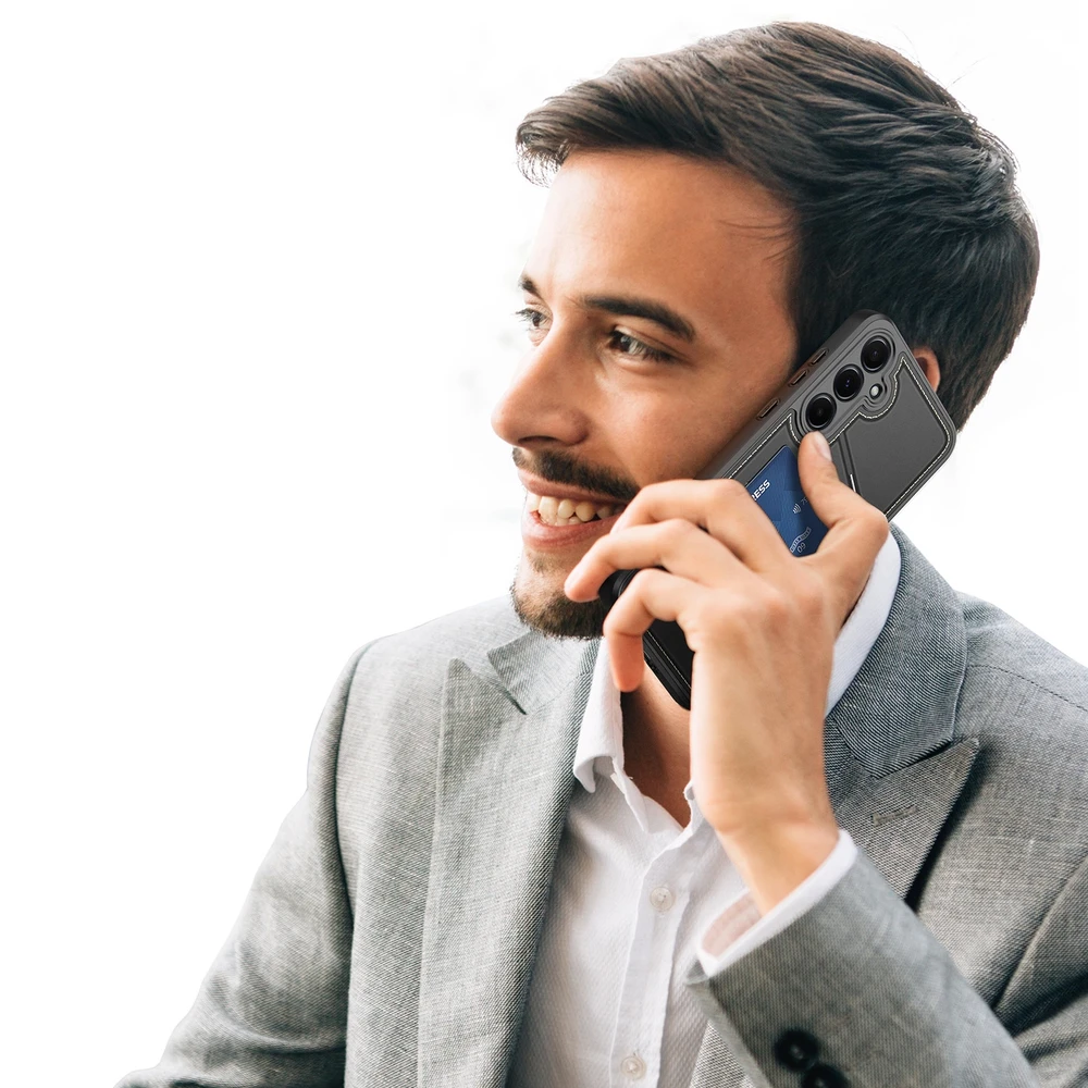 Dux Ducis Rafi II Samsung Galaxy S25 su stoveliu and Wallet – dėklas telefonui juodos spalvos