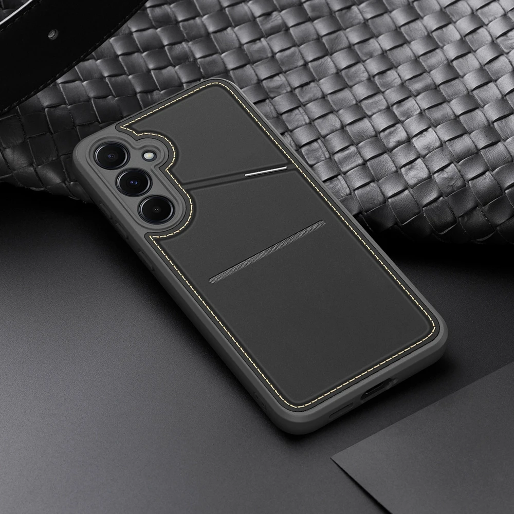 Dux Ducis Rafi II Samsung Galaxy S25 su stoveliu and Wallet – dėklas telefonui juodos spalvos
