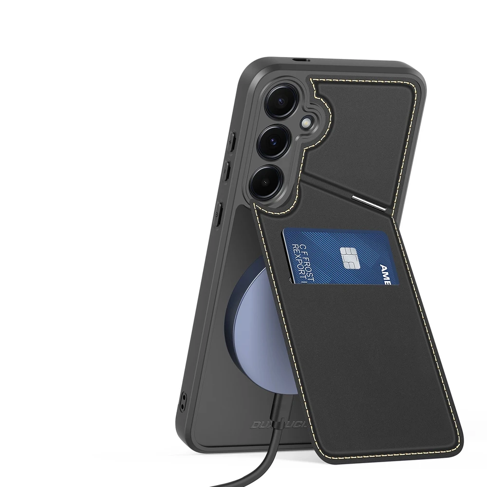 Dux Ducis Rafi II Samsung Galaxy S25 Plus su stoveliu and Wallet – dėklas telefonui juodos spalvos
