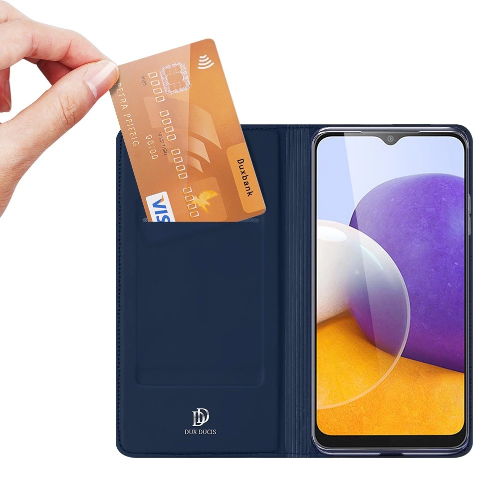 Dux Ducis Skin Pro Bookcase tipo dėklas, skirtas Samsung Galaxy A22 4G mėlynas