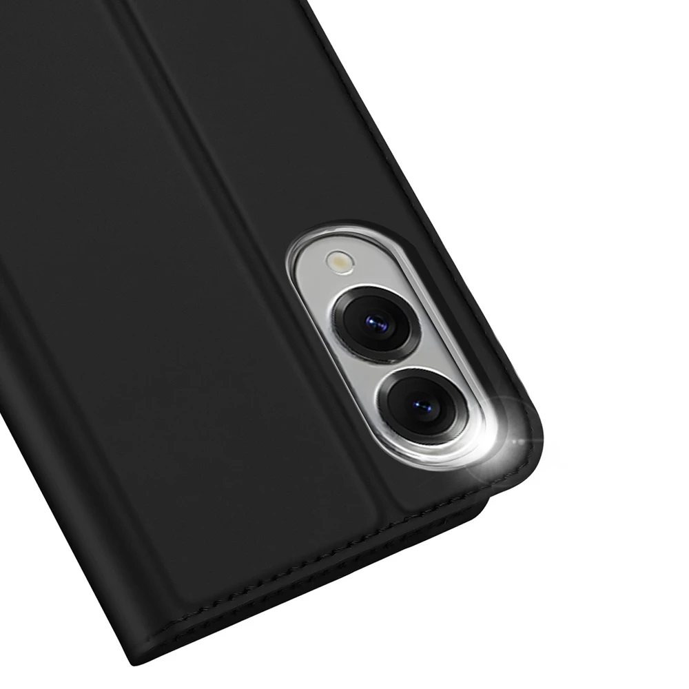 Dux Ducis Skin Pro dėklas skirtas Samsung Galaxy S25 Edge su Flip ir Card Slot - juodos spalvos