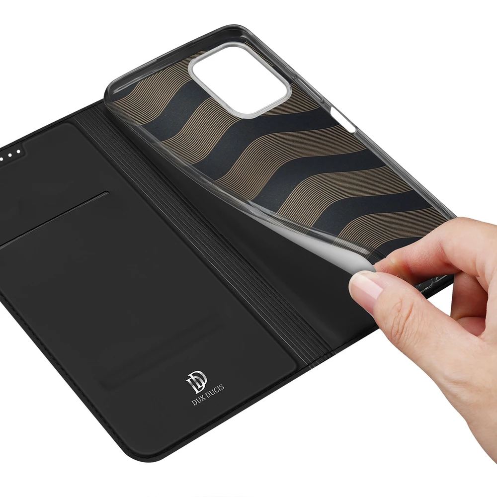 Dėklas Dux Ducis Skin Pro Realme C33 atverčiamas Card Wallet su stoveliu dėkals telefonui juodos spalvos