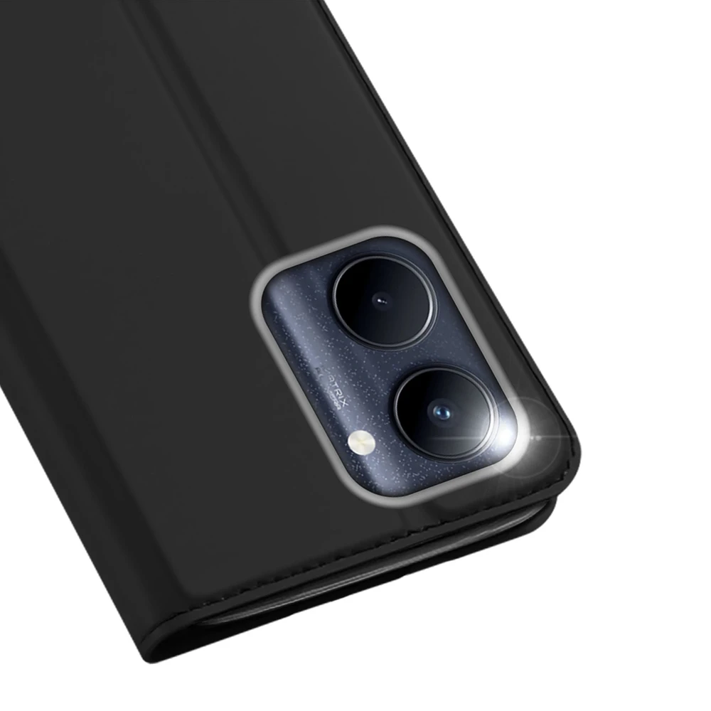 Dėklas Dux Ducis Skin Pro Realme C33 atverčiamas Card Wallet su stoveliu dėkals telefonui juodos spalvos