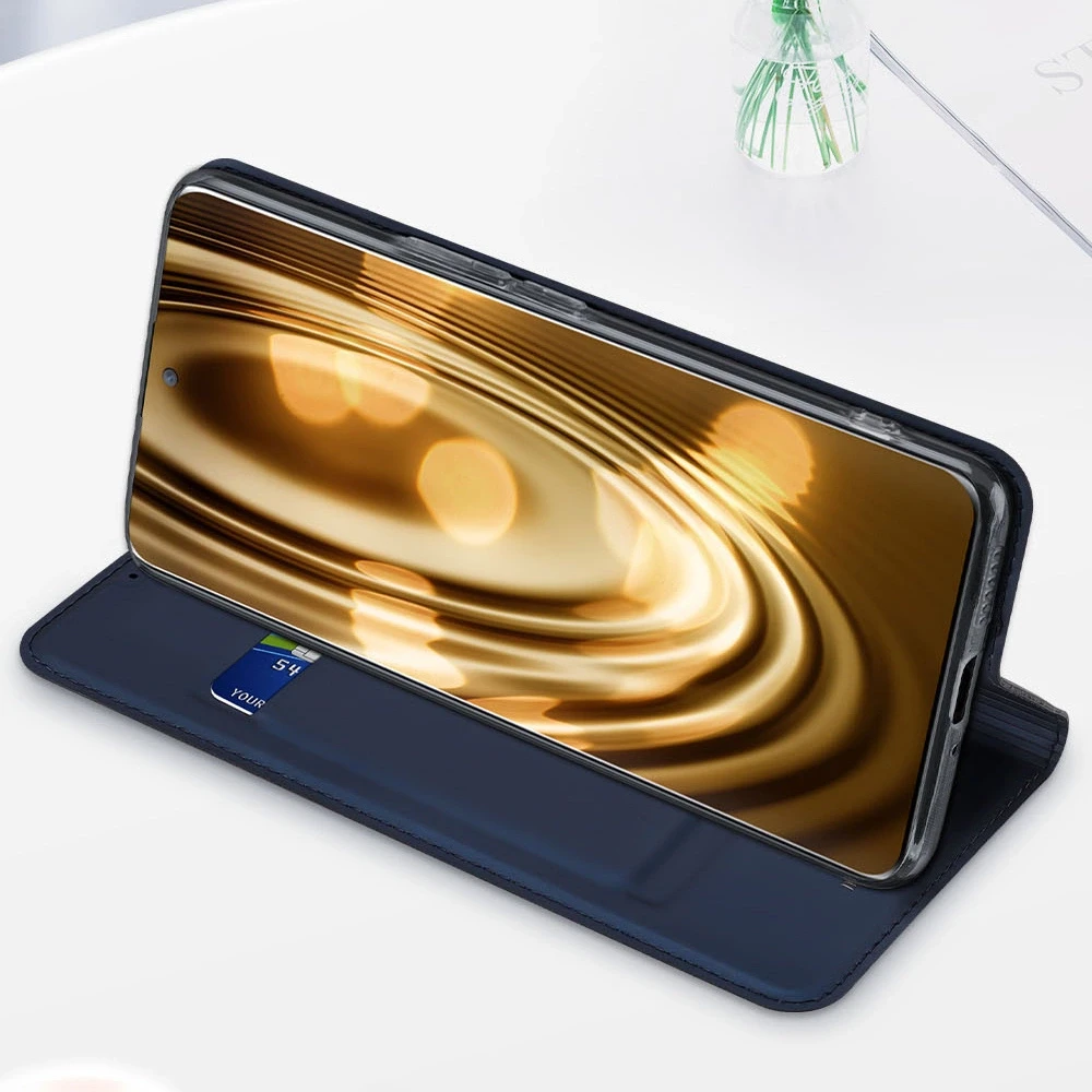 Dux Ducis Skin Pro Honor Magic5 atverčiamas Card Wallet su stoveliu dėklas telefonui mėlynos spalvos