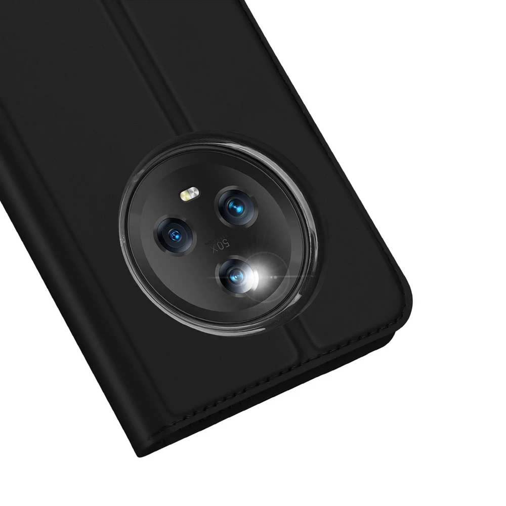 Dux Ducis Skin Pro Honor Magic5 atverčiamas card wallet su stoveliu dėklas telefonui juodos spalvos