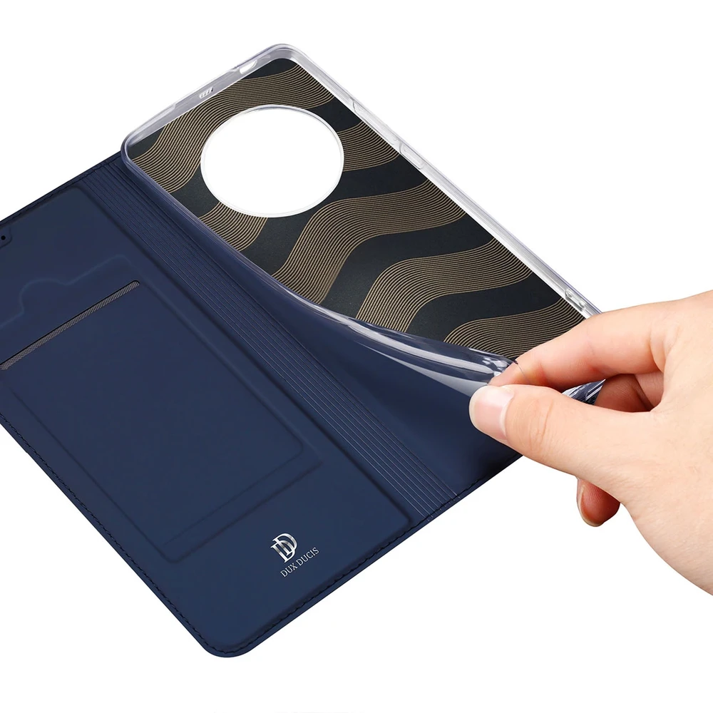 Dux Ducis Skin Pro Honor Magic5 atverčiamas Card Wallet su stoveliu dėklas telefonui mėlynos spalvos