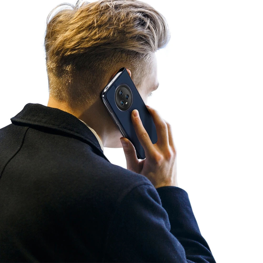 Dux Ducis Skin Pro Honor Magic5 atverčiamas Card Wallet su stoveliu dėklas telefonui mėlynos spalvos