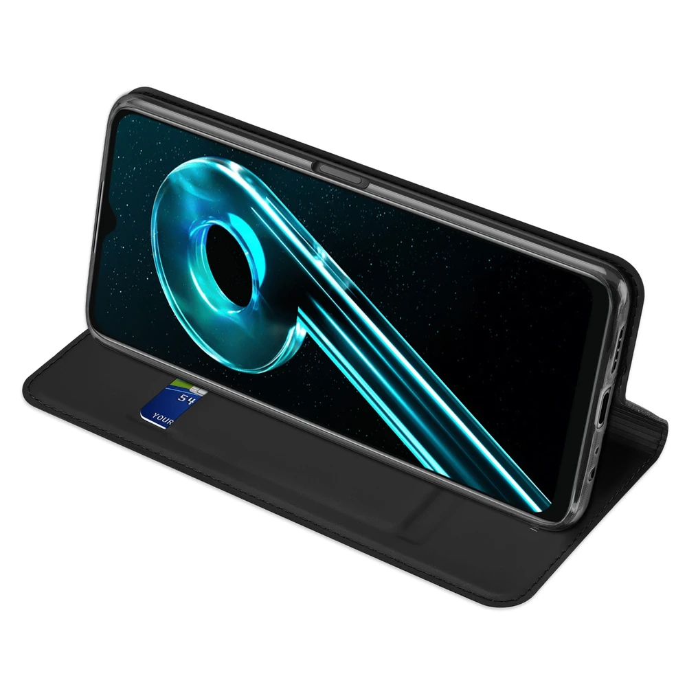 Dėklas Dux Ducis Skin Pro For Realme 10 5G / Realme 9i 5G atverčiamas Card Wallet su stoveliu dėkals telefonui juodos spalvos