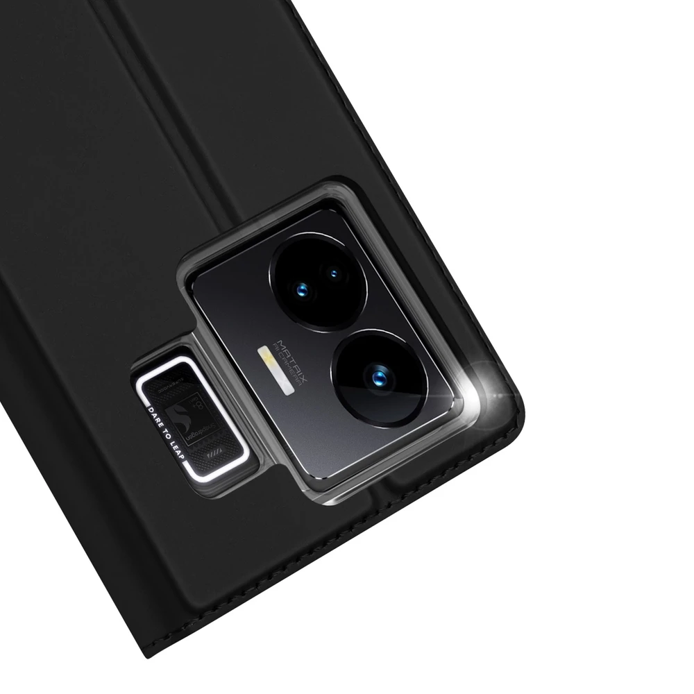 Dux Ducis Skin Pro Realme GT Neo 5 / Realme GT3 atverčiamas Card Wallet su stoveliu dėklas telefonui juodos spalvos