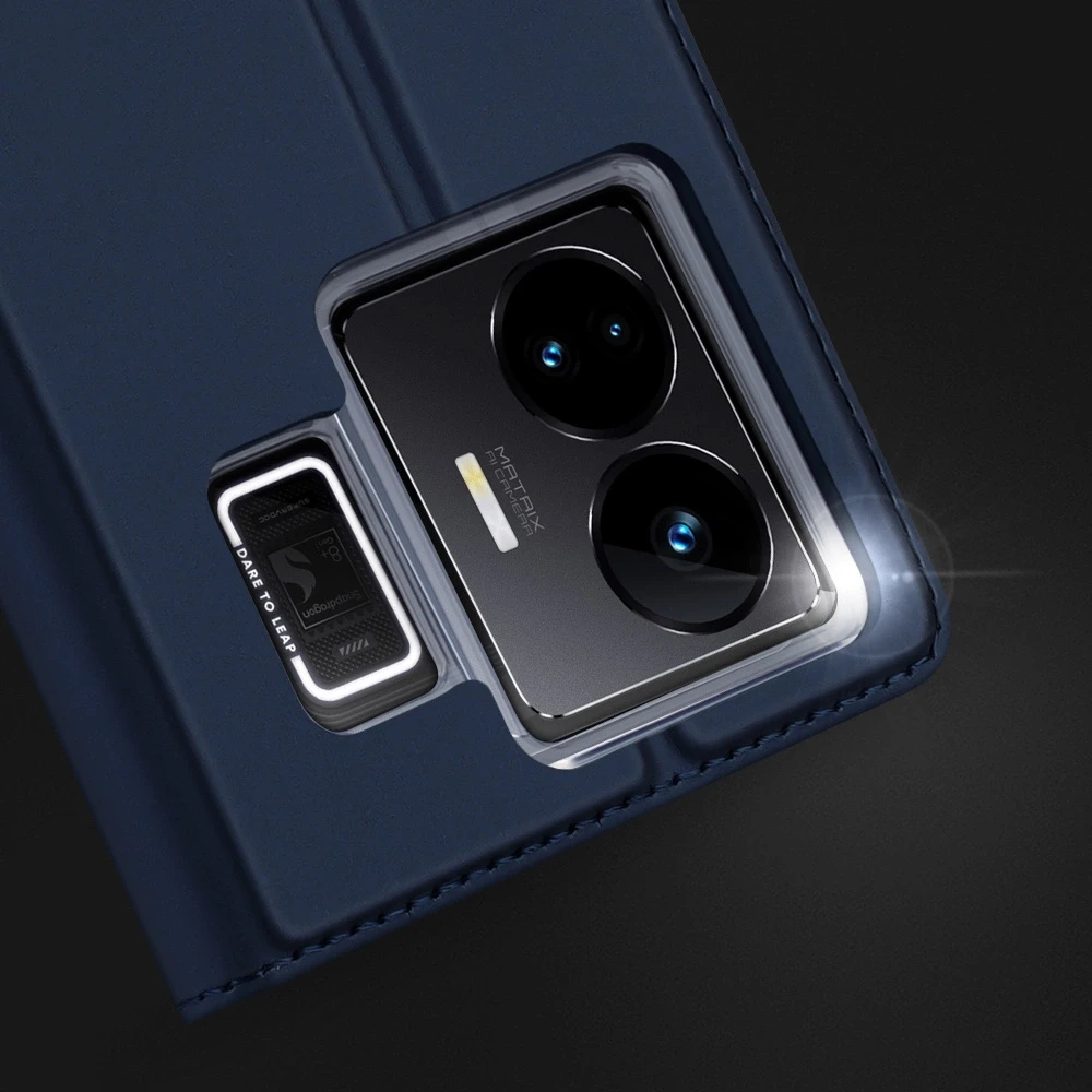 Dux Ducis Skin Pro Realme GT Neo 5 / Realme GT3 atverčiamas Card Wallet su stoveliu dėklas telefonui juodos spalvos