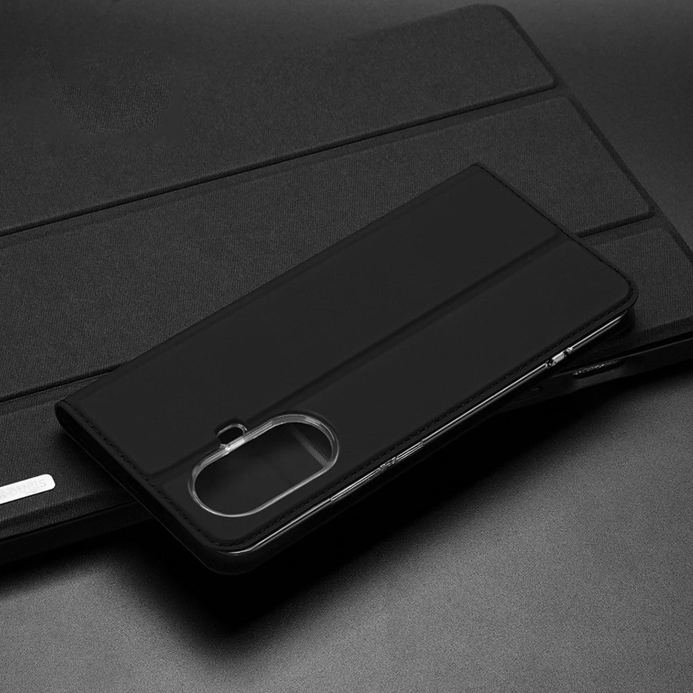Dux Ducis Skin Pro Realme 10 Pro atverčiamas Card Wallet su stoveliu dėklas telefonui juodos spalvos