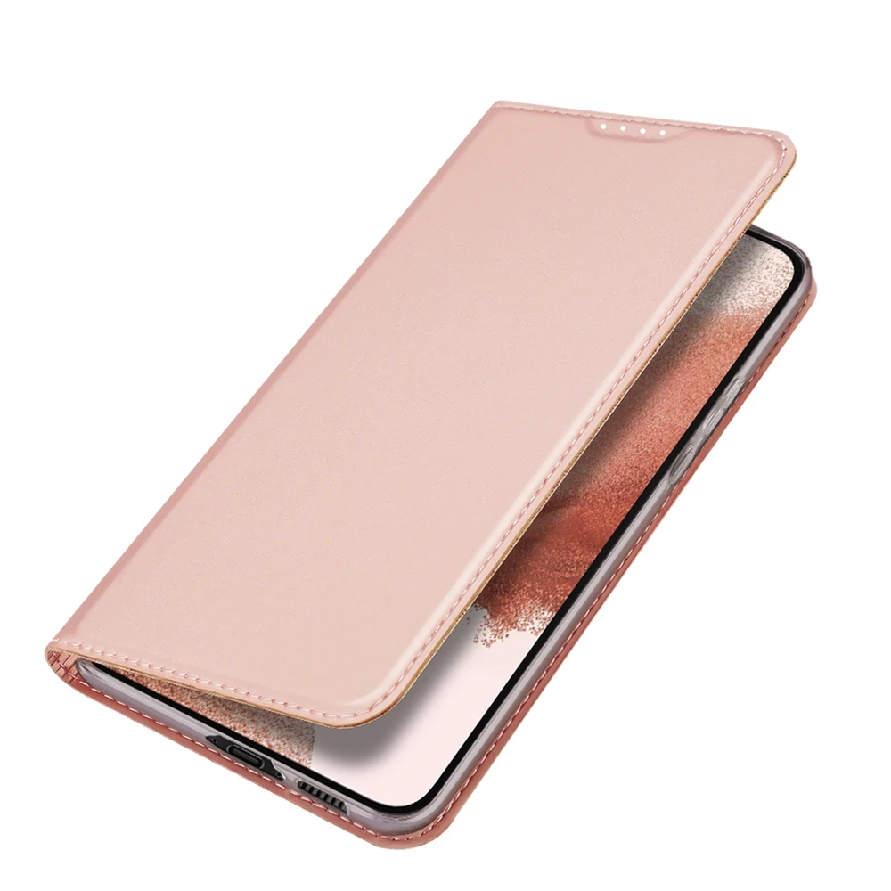 Dux Ducis Skin Pro Samsung Galaxy S23 Plus atverčiamas card wallet su stoveliu dėklas telefonui rožinės spalvos