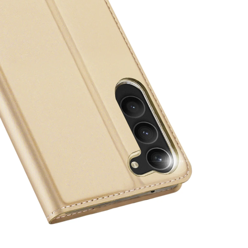 Dėklas Dux Ducis Skin Pro Samsung Galaxy S23 Plus atverčiamas Card Wallet su stoveliu Gold