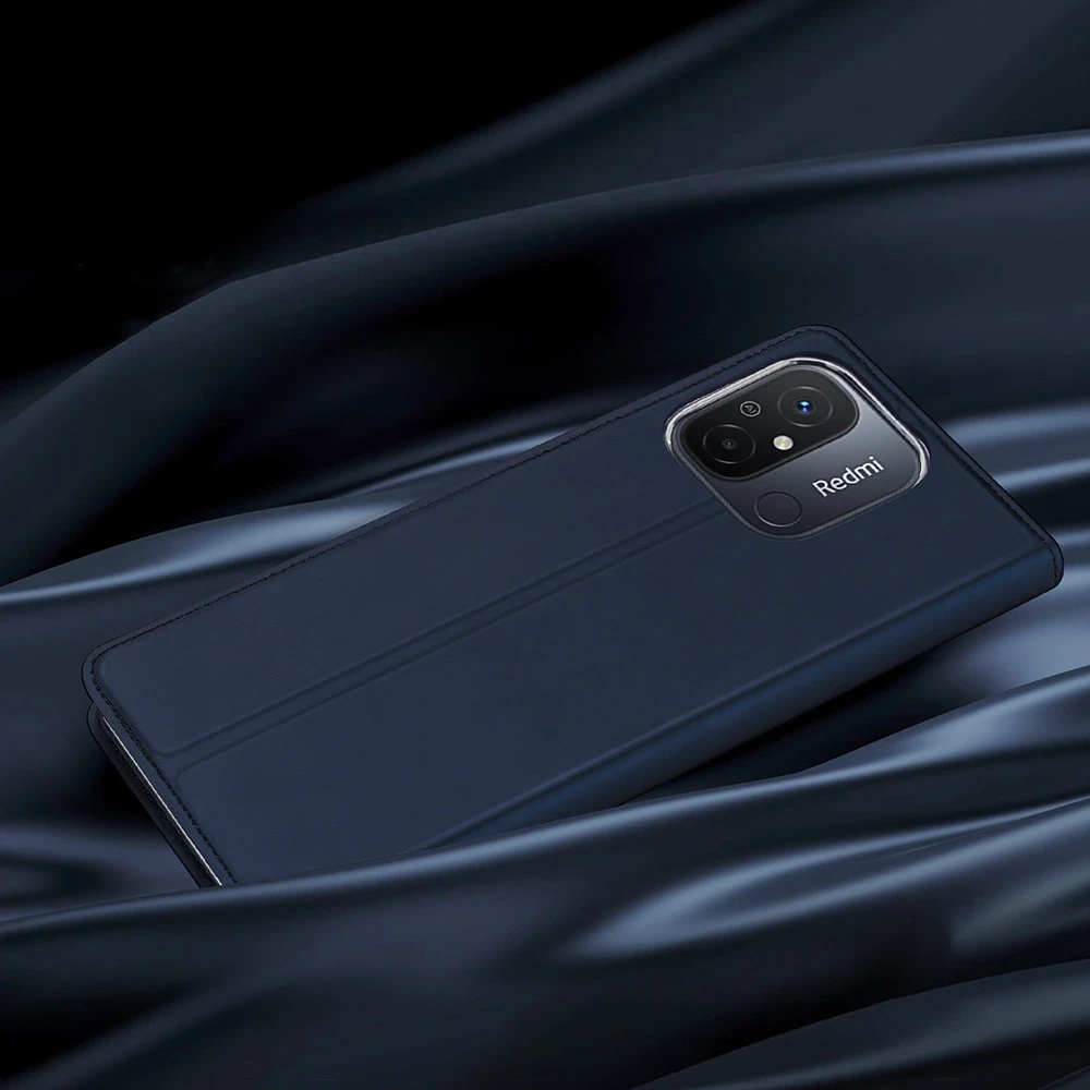 Dux Ducis Skin Pro Xiaomi Redmi 11A / Poco C55 / Redmi 12C atverčiamas Card Wallet su stoveliu dėklas telefonui mėlynos spalvos
