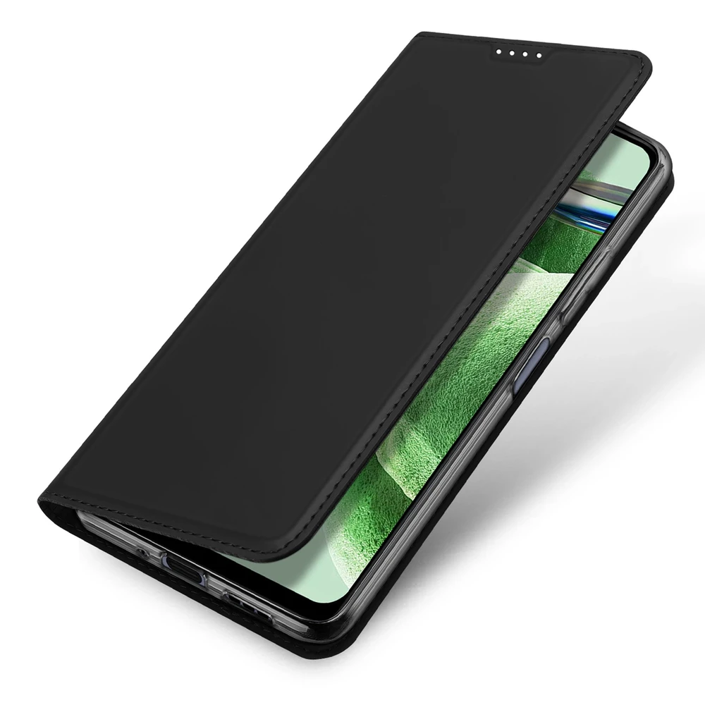 Dux Ducis Skin Pro Xiaomi Redmi Note 12 Pro+ atverčiamas card wallet su stoveliu dėklas telefonui juodos spalvos