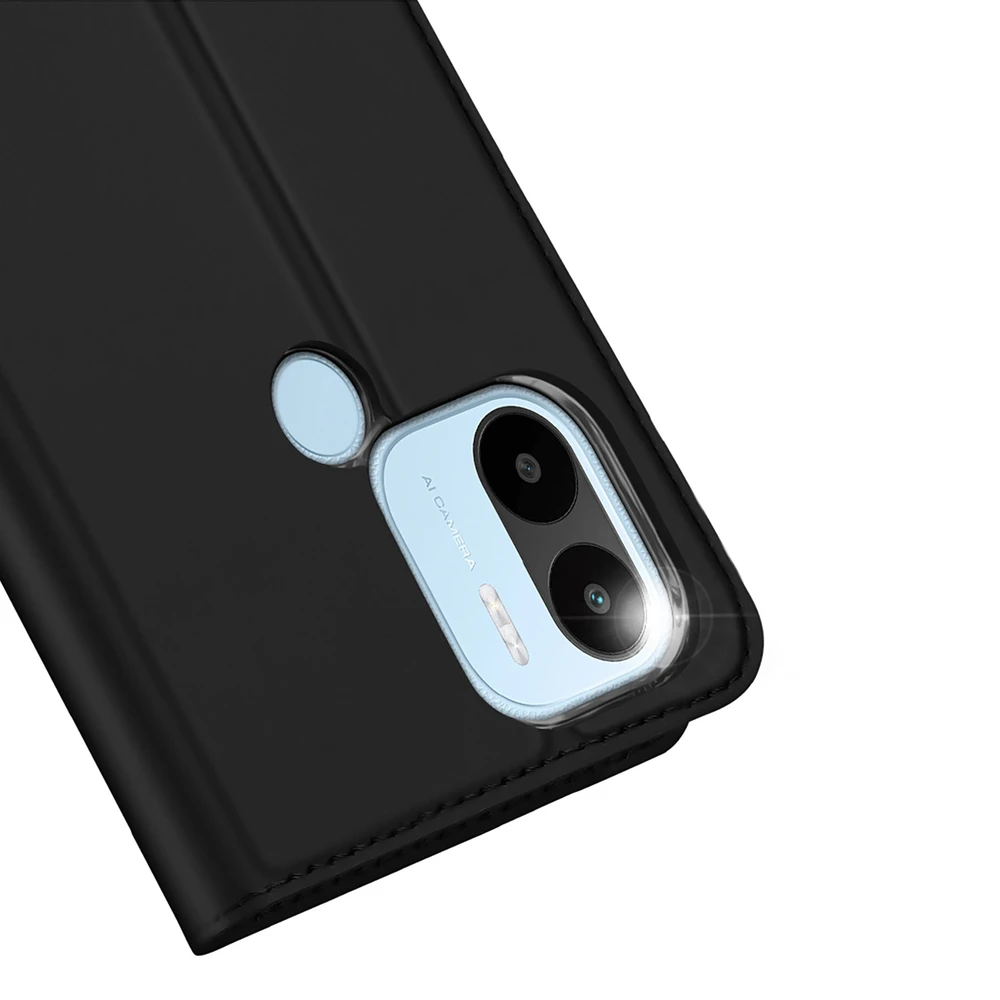 Dux Ducis Skin Pro Xiaomi Redmi A1+ atverčiamas Card Wallet su stoveliu dėklas telefonui juodos spalvos