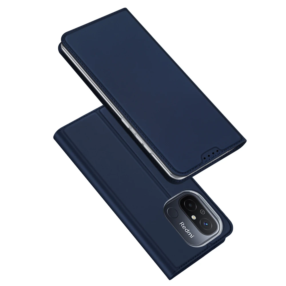 Dux Ducis Skin Pro Xiaomi Redmi 11A / Poco C55 / Redmi 12C atverčiamas Card Wallet su stoveliu dėklas telefonui mėlynos spalvos