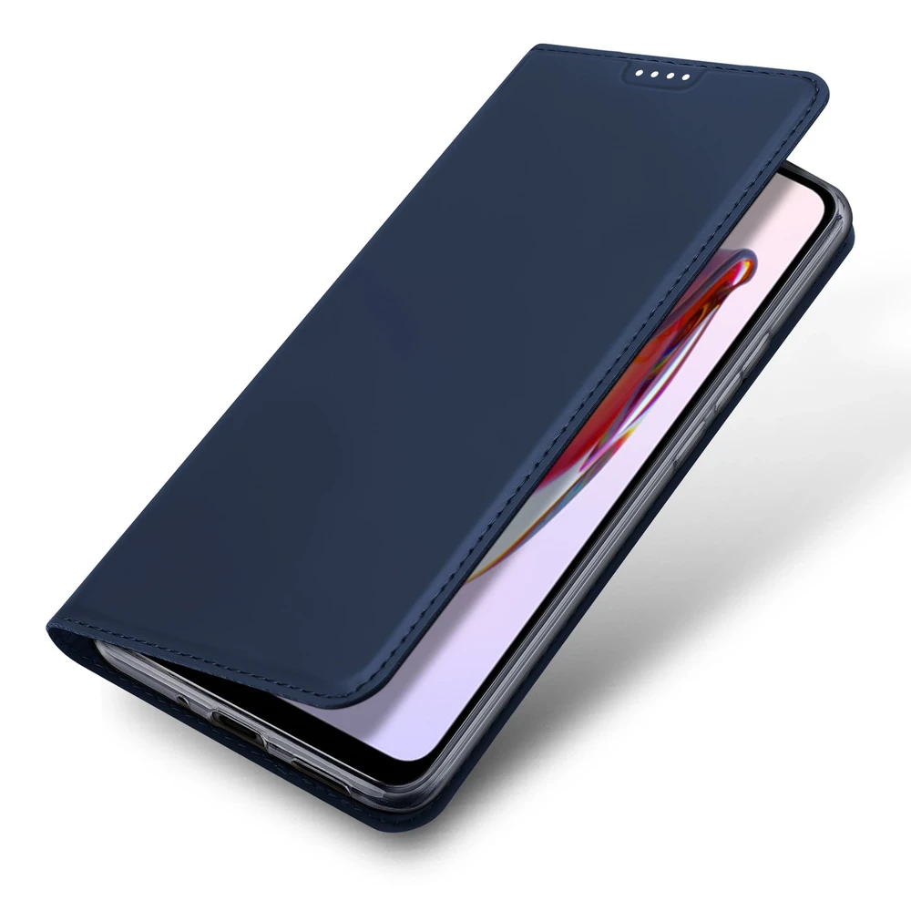 Dux Ducis Skin Pro Xiaomi Redmi 11A / Poco C55 / Redmi 12C atverčiamas Card Wallet su stoveliu dėklas telefonui mėlynos spalvos