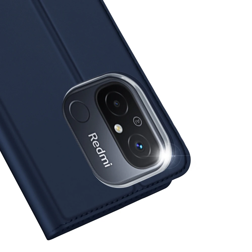 Dux Ducis Skin Pro Xiaomi Redmi 11A / Poco C55 / Redmi 12C atverčiamas Card Wallet su stoveliu dėklas telefonui mėlynos spalvos