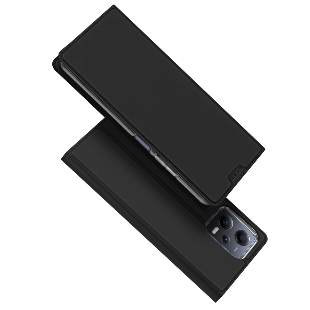 Dux Ducis Skin Pro Xiaomi Redmi Note 12 Pro+ atverčiamas card wallet su stoveliu dėklas telefonui juodos spalvos