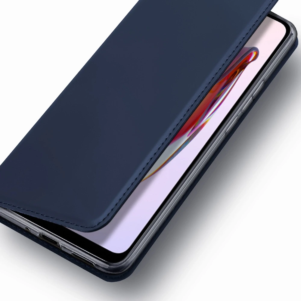Dux Ducis Skin Pro Xiaomi Redmi 11A / Poco C55 / Redmi 12C atverčiamas Card Wallet su stoveliu dėklas telefonui mėlynos spalvos