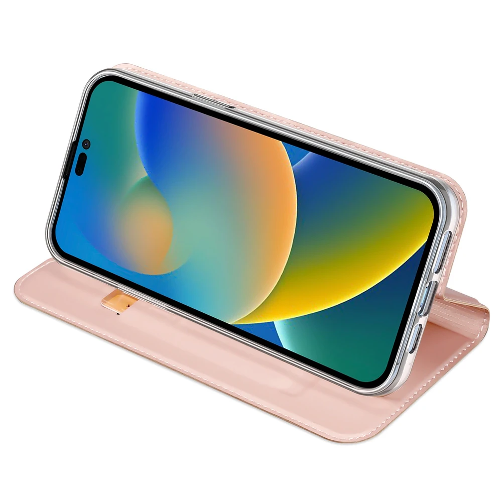 Dux Ducis atverčiamas dėklas SKIN PRO skirtas Apple iPhone 14 Pro Max rožinės spalvos