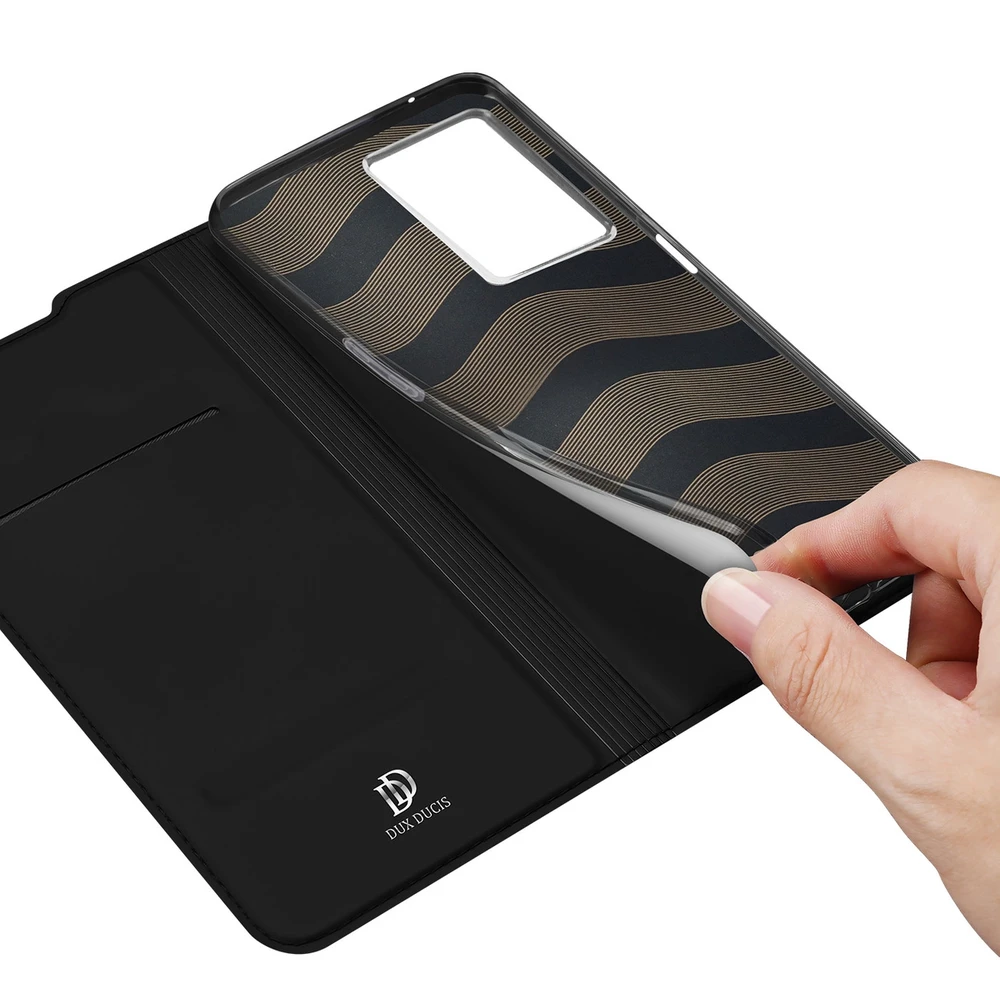 Dux Ducis Skin Pro atverčiamas Realme Narzo 50A dėklas telefonui juodos spalvos