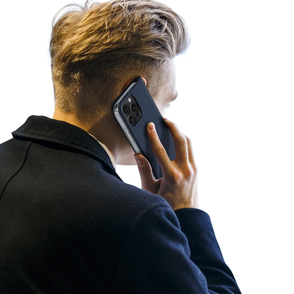 Dux Ducis atverčiamas dėklas SKIN PRO skirtas Apple iPhone 16 Pro Max mėlynos splalvos